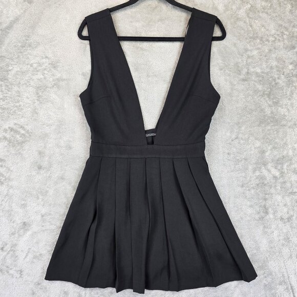 Zara Mini Dress Womens Small Deep V Neck Pleated Skirt Sleeveless NWT Party - Picture 1 of 10